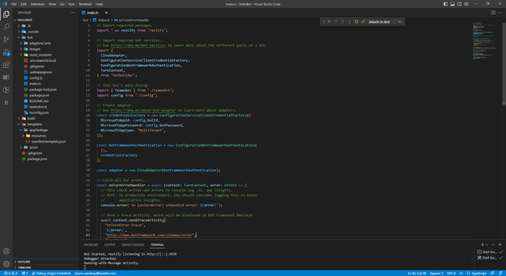 Code snippet of index