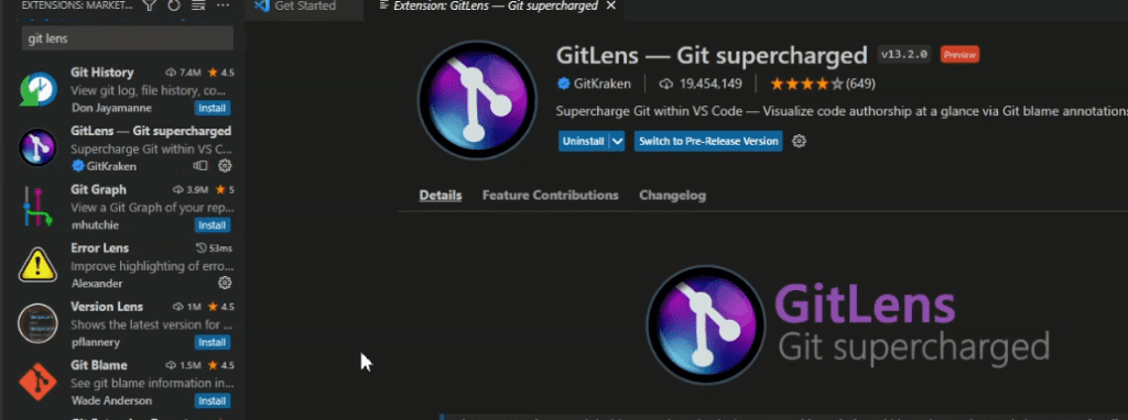 VS Code Git Lens Extension