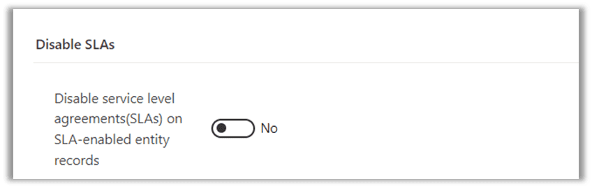 Disable SLAs setting