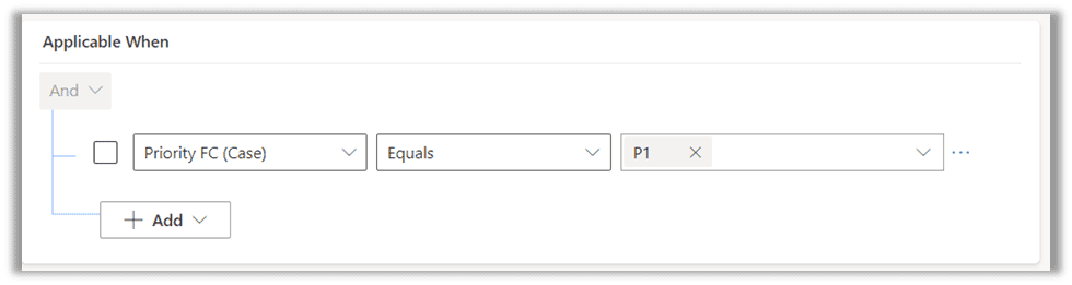 SLA Item form Applicable When section