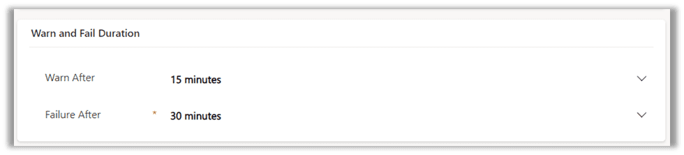 SLA Item form Warn and Fail Duration  section