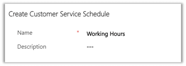 Customer Service Schedule Create form