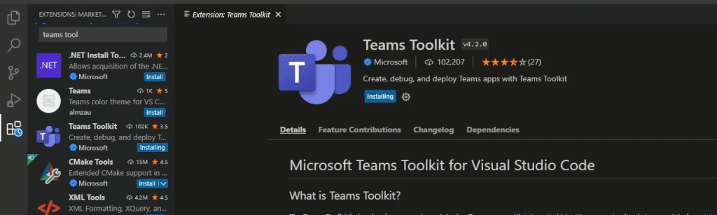 VS Code Teams Toolkit Extension